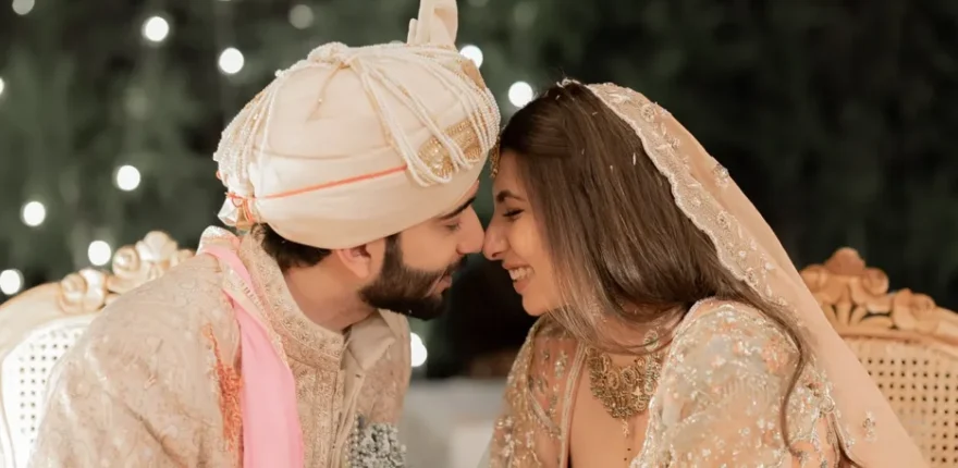 Bride and groom portrait from a wedding photography package in Indore